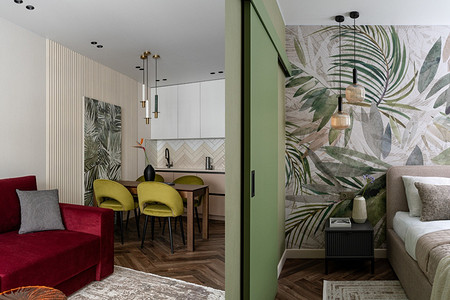 «Тропики» в Казани: уютная и яркая квартира 54 кв. м, где уместили все необходимое