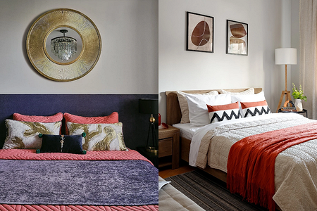 Оформление стены в спальне над кроватью: 10 потрясающих идей и 66 фото