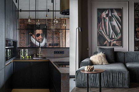 Холостяцкая квартира: интерьер 50 кв. м в стиле лофт с элементами классики и ретро