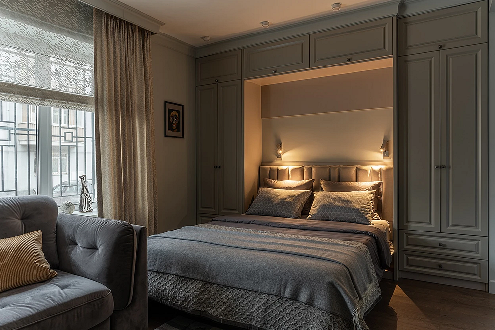 Как зонировать комнату на спальню и гостиную: 8 доступных вариантов и 58 фото