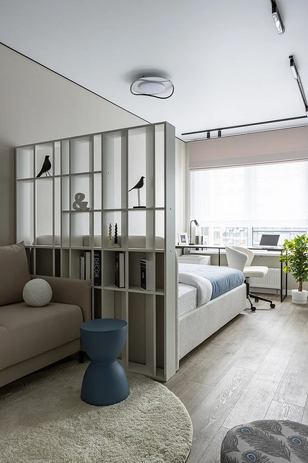 Как зонировать комнату на спальню и гостиную: 8 доступных вариантов и 58 фото