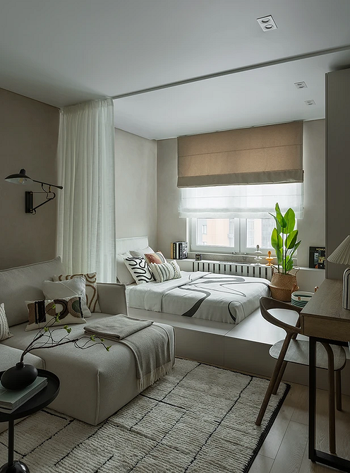 Как зонировать комнату на спальню и гостиную: 8 доступных вариантов и 58 фото