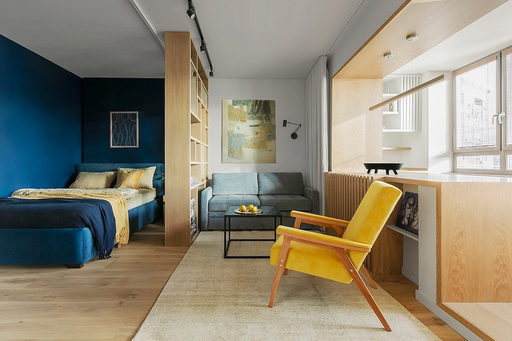 Как зонировать комнату на спальню и гостиную: 8 доступных вариантов и 58 фото