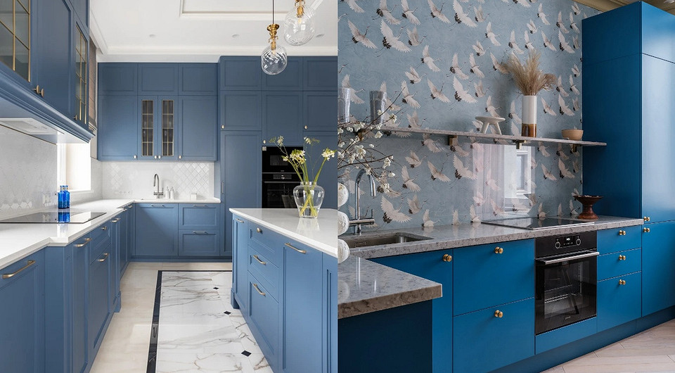 Дизайн интерьера кухни в синем цвете: советы и примеры (55 фото)