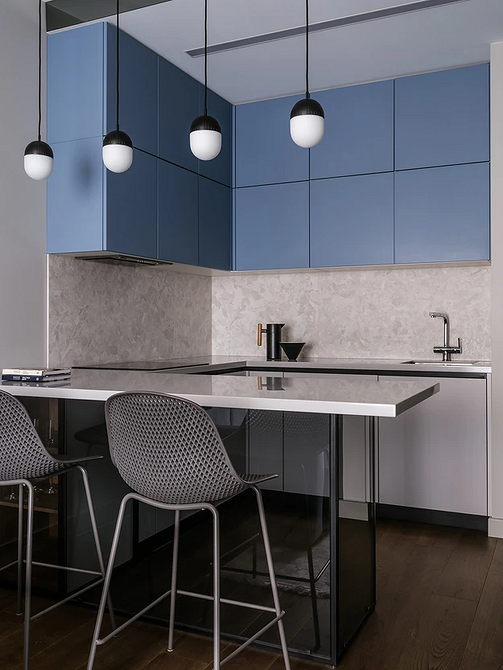 Дизайн интерьера кухни в синем цвете: советы и примеры (55 фото)