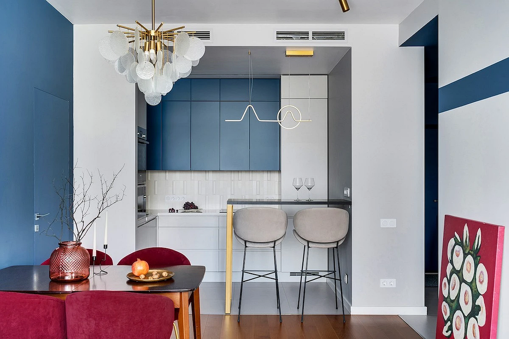 Дизайн интерьера кухни в синем цвете: советы и примеры (55 фото)