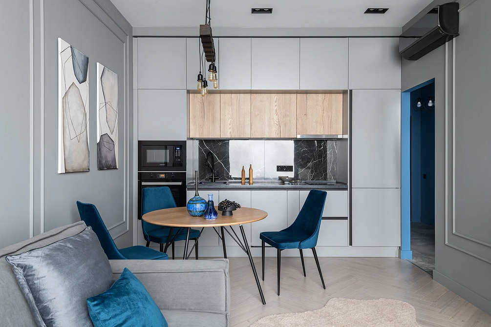 Дизайн интерьера кухни в синем цвете: советы и примеры (55 фото)