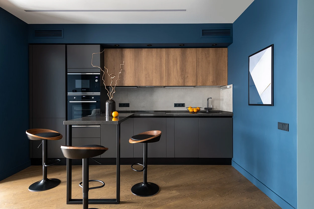 Дизайн интерьера кухни в синем цвете: советы и примеры (55 фото)