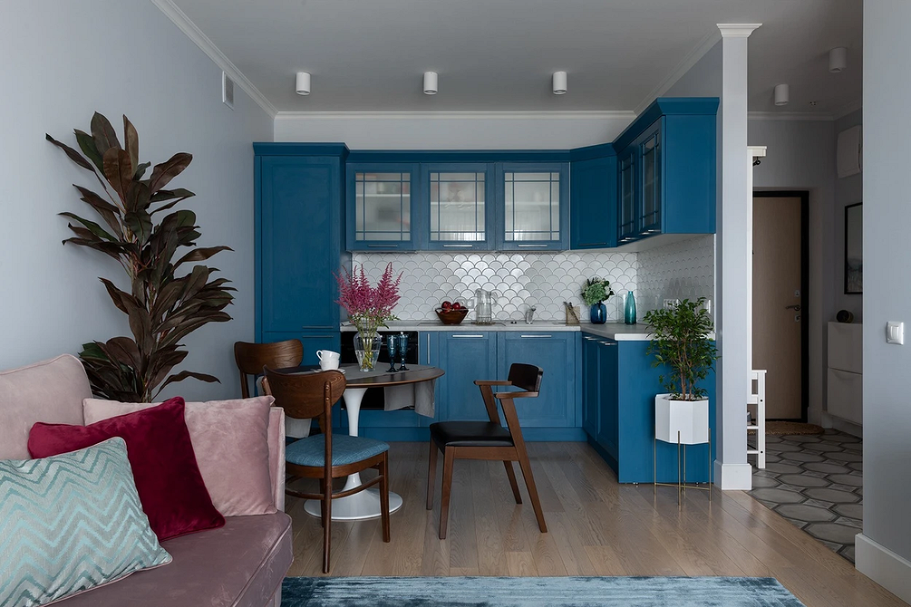 Дизайн интерьера кухни в синем цвете: советы и примеры (55 фото)