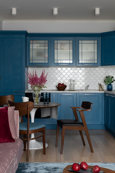Дизайн интерьера кухни в синем цвете: советы и примеры (55 фото)
