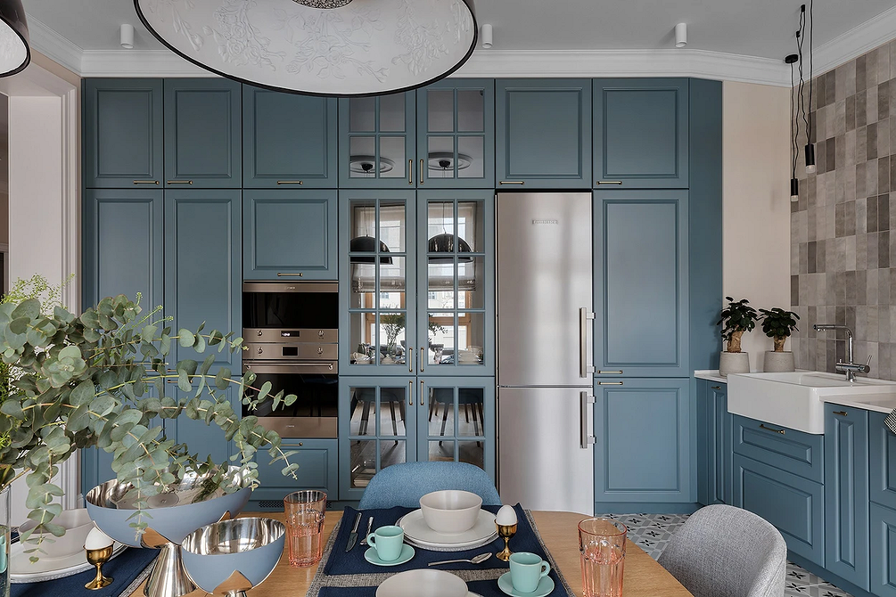 Дизайн интерьера кухни в синем цвете: советы и примеры (55 фото)