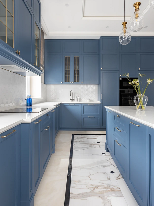 Дизайн интерьера кухни в синем цвете: советы и примеры (55 фото)