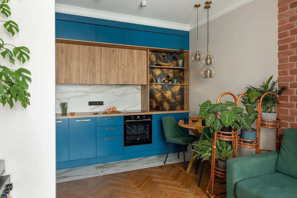Дизайн интерьера кухни в синем цвете: советы и примеры (55 фото)
