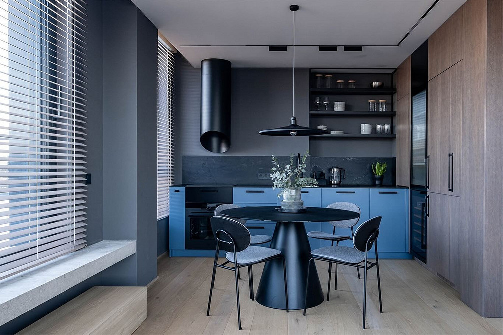 Дизайн интерьера кухни в синем цвете: советы и примеры (55 фото)
