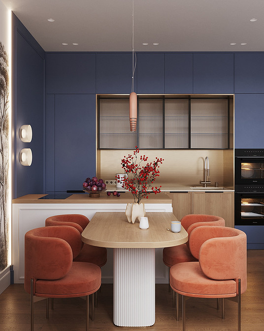 Дизайн интерьера кухни в синем цвете: советы и примеры (55 фото)