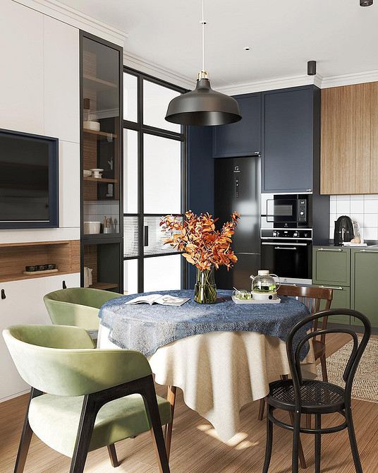 Дизайн интерьера кухни в синем цвете: советы и примеры (55 фото)