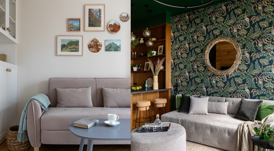 Чем украсить пустую стену над диваном? 5 вариантов из проектов дизайнеров