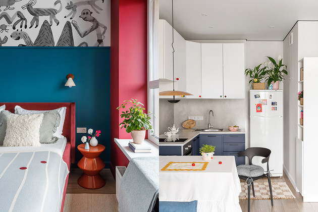 «Конфетный» интерьер: как оформили харизматичную квартиру 42 кв. м