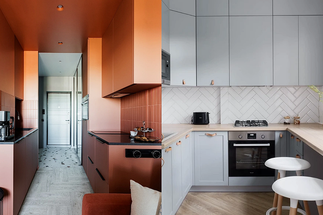 Дизайн интерьера узкой кухни: правила оформления и расстановки мебели (64 фото)