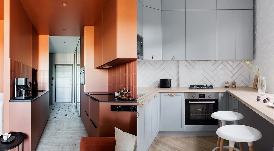 Дизайн интерьера узкой кухни: правила оформления и расстановки мебели (64 фото)