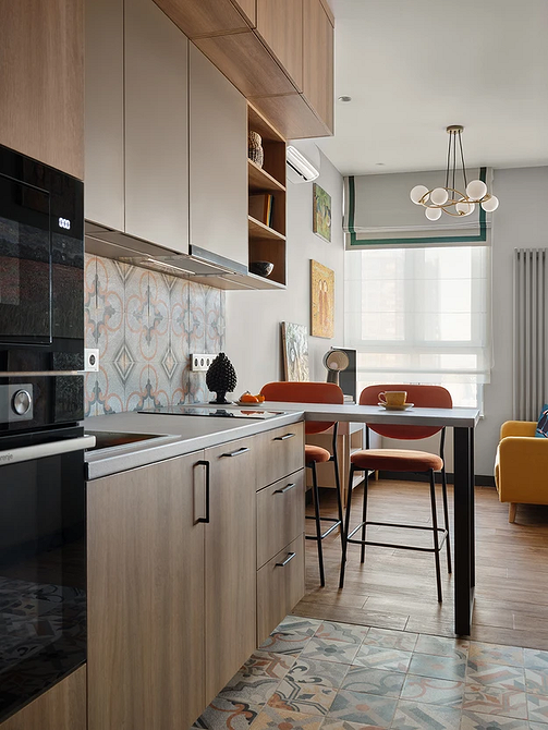 Дизайн интерьера узкой кухни: правила оформления и расстановки мебели (64 фото)