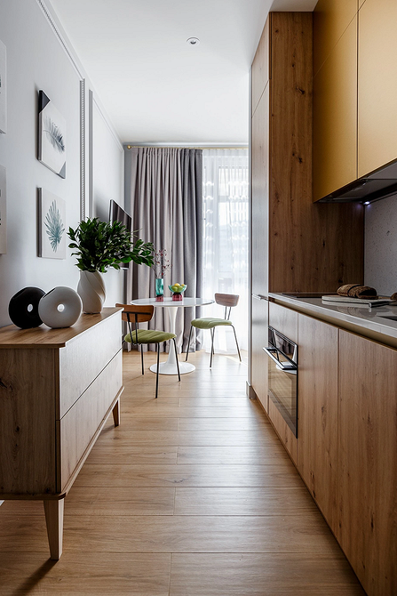 Дизайн интерьера узкой кухни: правила оформления и расстановки мебели (64 фото)