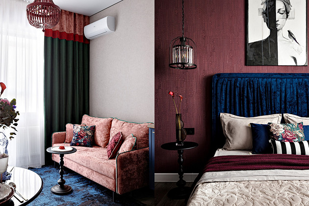 Обои в ванной, бархат и винтаж: «театральная» однушка 45 кв. м