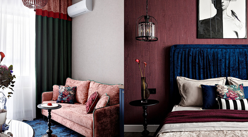 Обои в ванной, бархат и винтаж: «театральная» однушка 45 кв. м