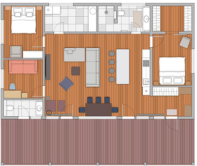 Дом с потрясающими видами на горы: интерьер 116 кв. м для двух поколений семьи