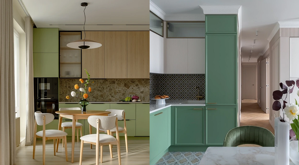 Дизайн интерьера кухни в зеленом цвете: красивые идеи и лучшие сочетания (77 фото)