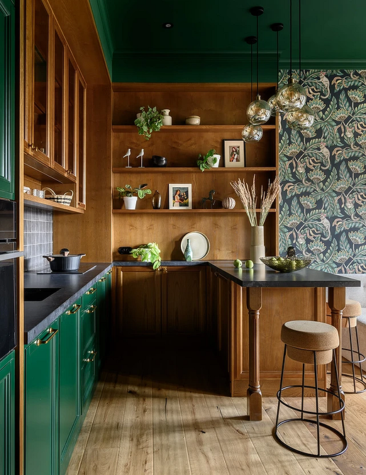 Дизайн интерьера кухни в зеленом цвете: красивые идеи и лучшие сочетания (77 фото)