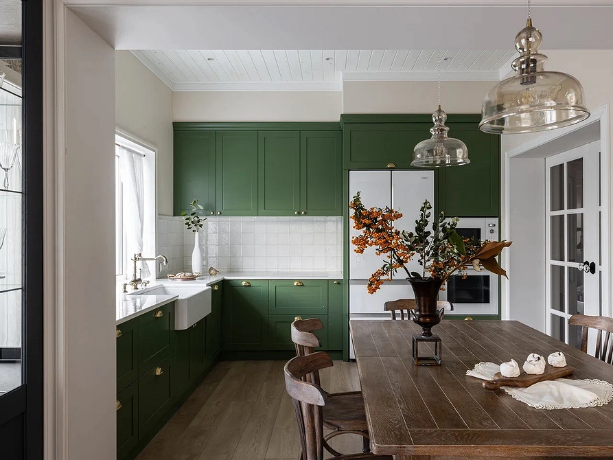 Дизайн интерьера кухни в зеленом цвете: красивые идеи и лучшие сочетания (77 фото)