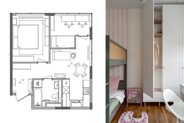 Как выделить в однушке место для детской? 3 функциональные планировки