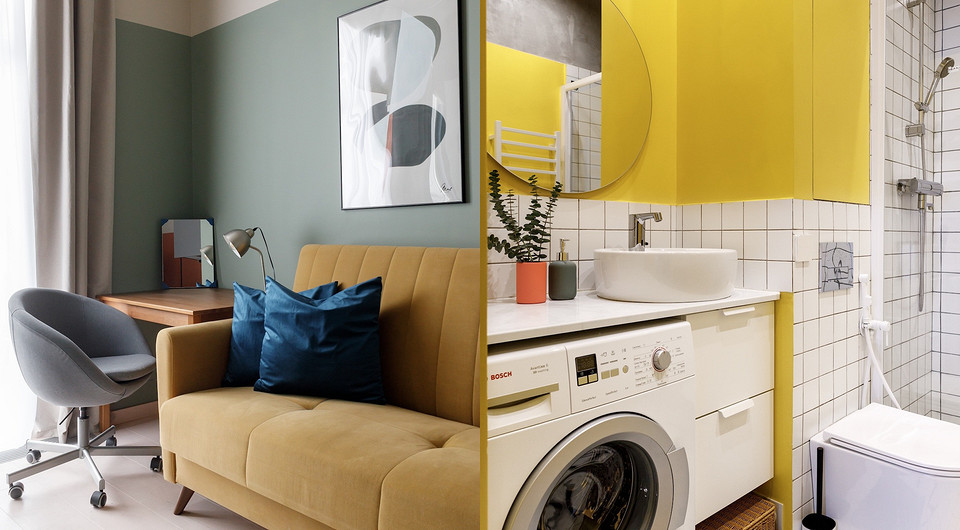 Яркие цвета и шкаф под кроватью: необычная студия 25 кв. м, в которой воплотили функции двушки