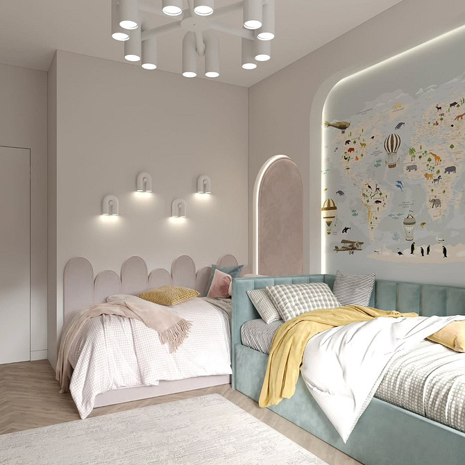 Дизайн интерьера детской для мальчика и девочки: советы по оформлению (73 фото)