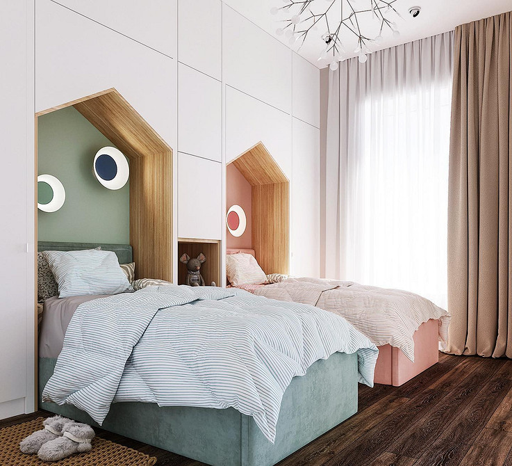 Дизайн интерьера детской для мальчика и девочки: советы по оформлению (73 фото)