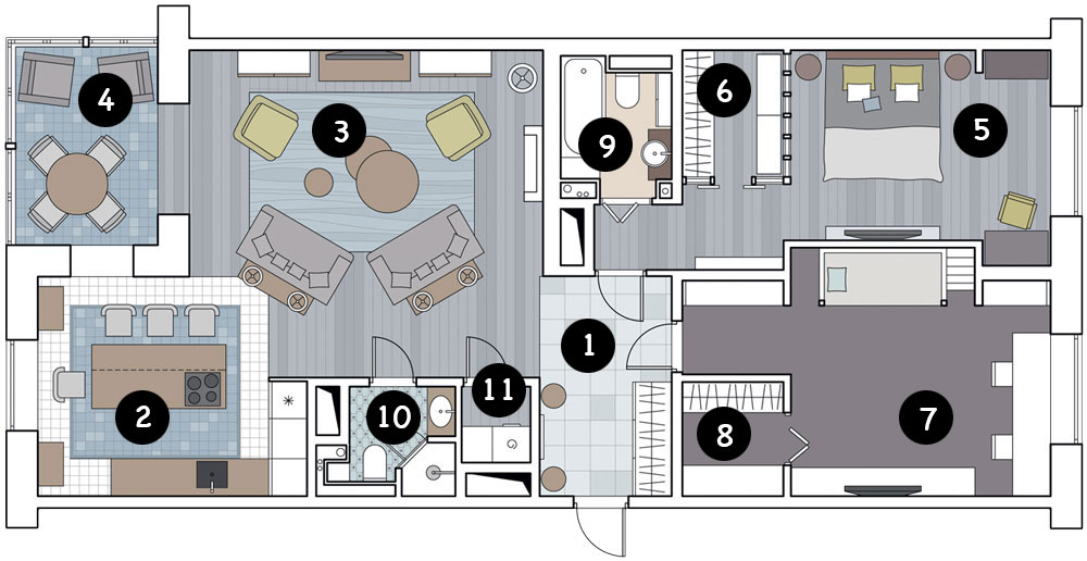 Правильное зонирование: интерьер квартиры свободной планировки