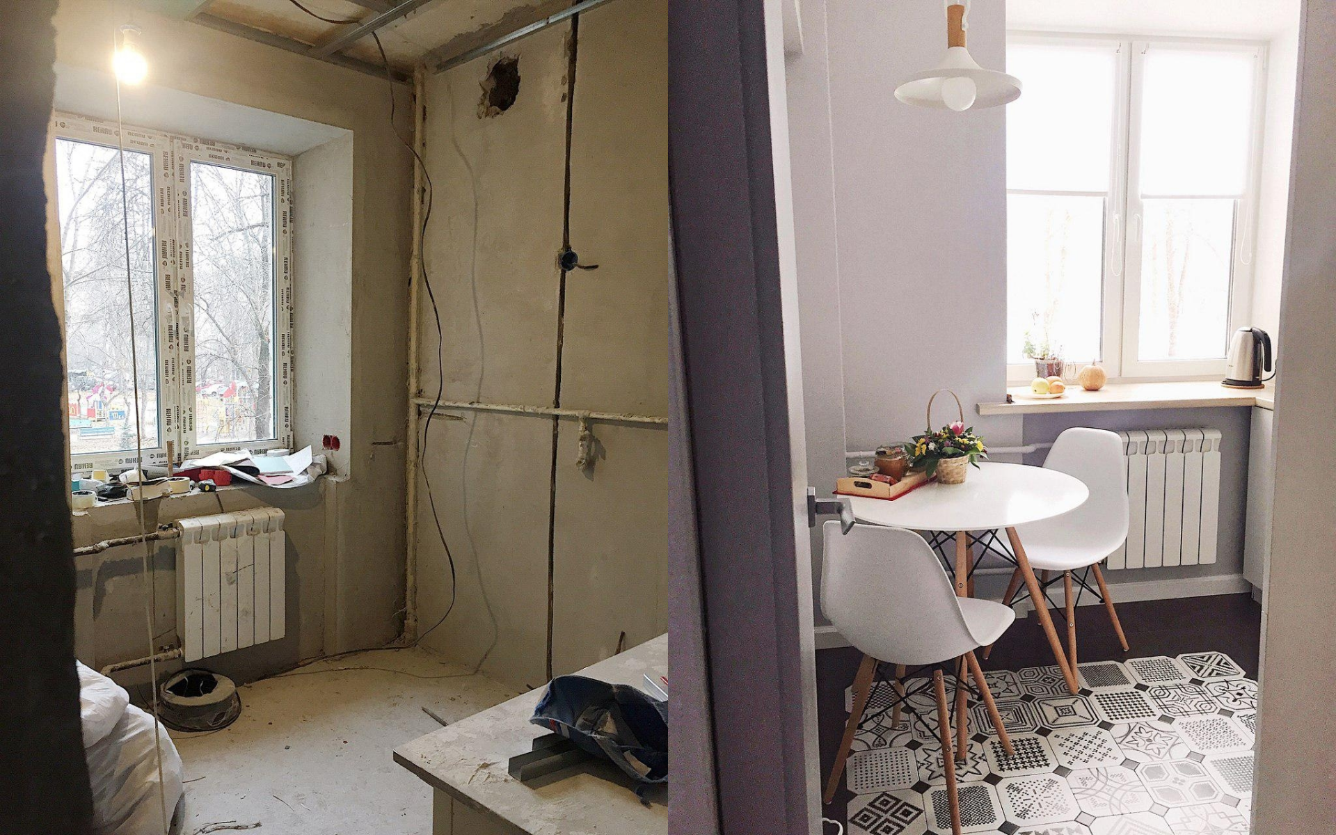 Ремонт кухни в хрущевке до и после  фото