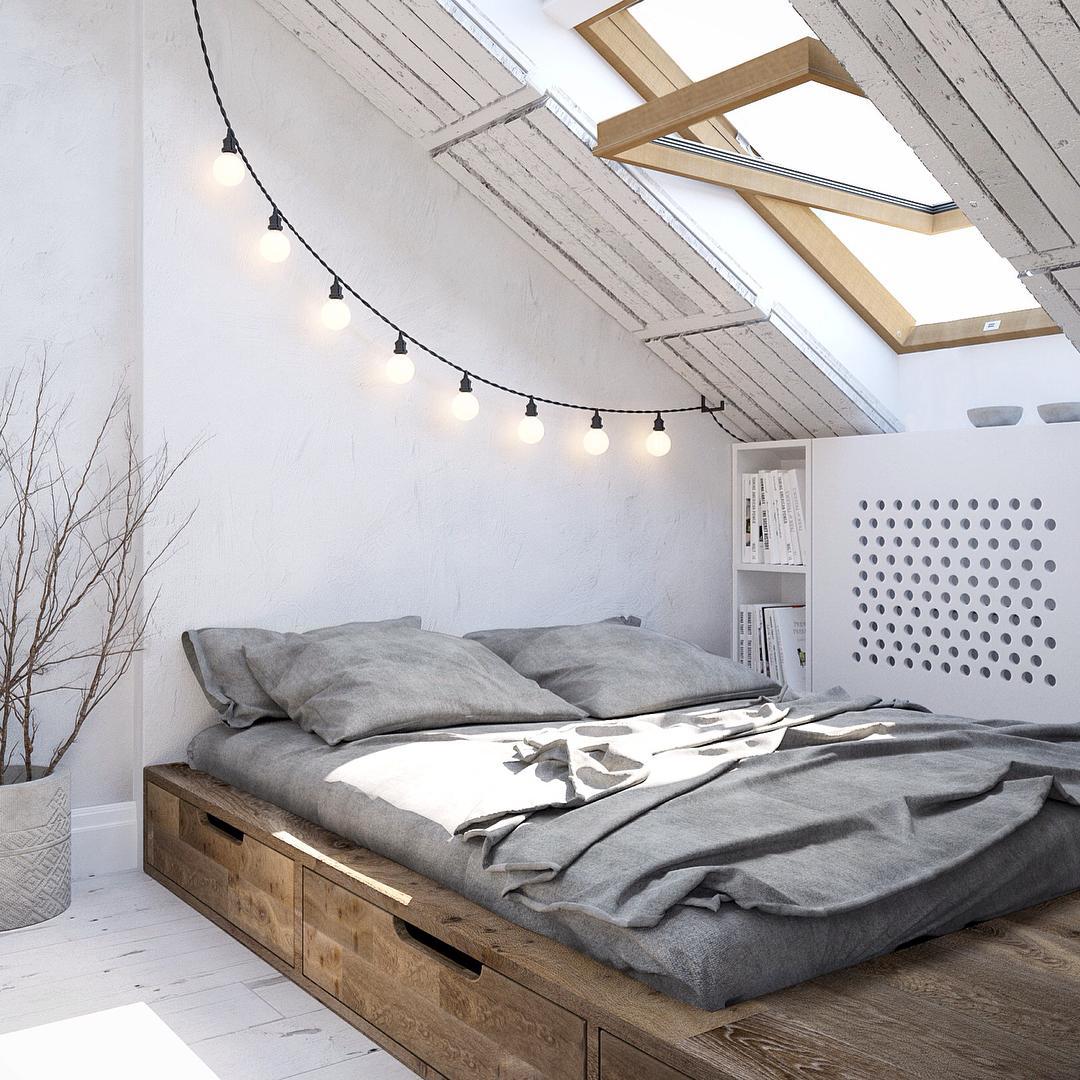 кровать-подиум идея для спальни в маленькой квартире дизайн фото