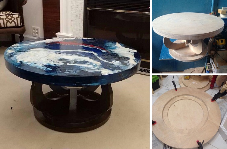 Стол с декором из акриловых красок Стол с декором из акриловых красок